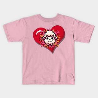 Valentine's Heart Sheep Kids T-Shirt